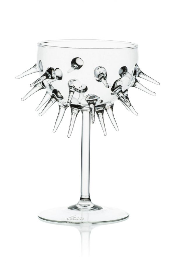 Handmade design cocktail glass Sea urchin with stem
