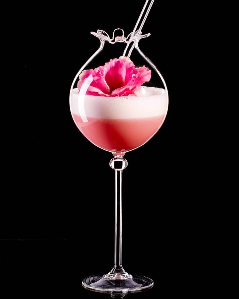 Handmade design cocktail glass Poppy head