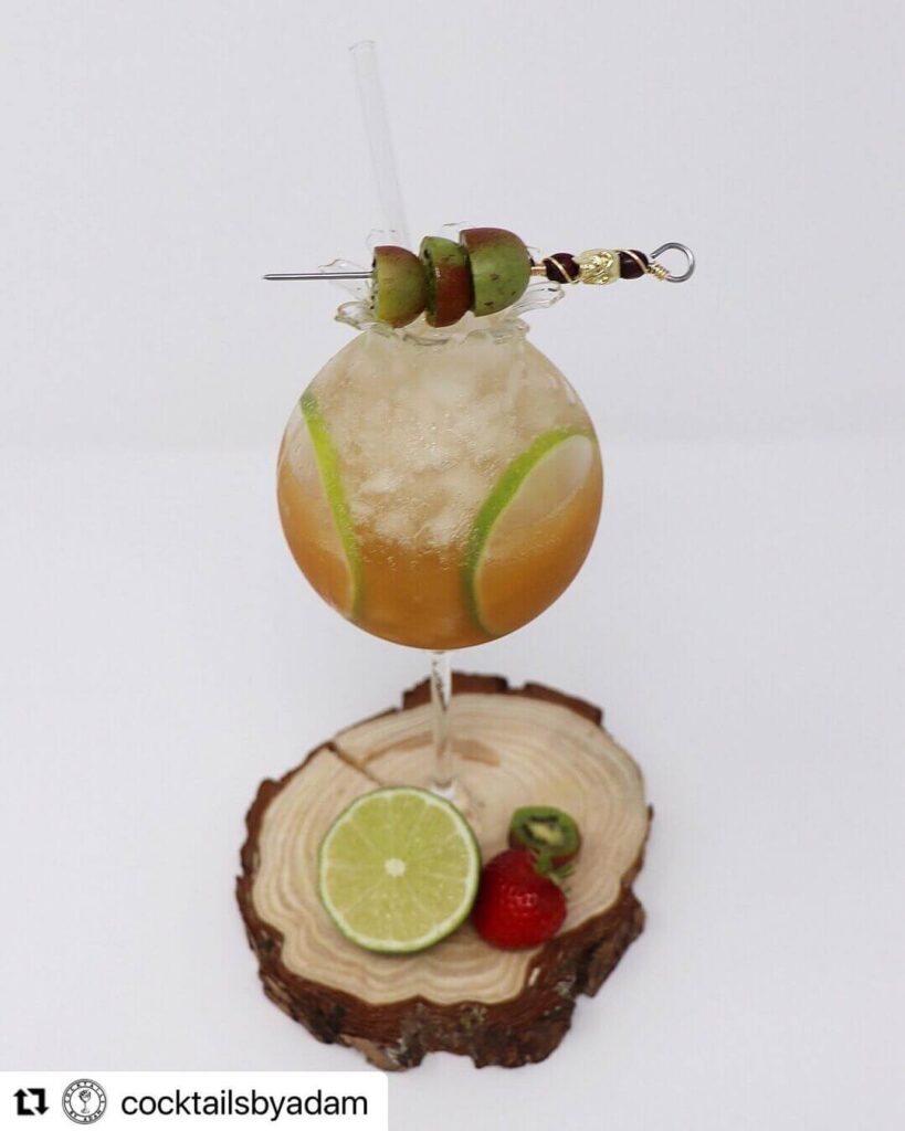 Handmade design cocktail glass Poppy head